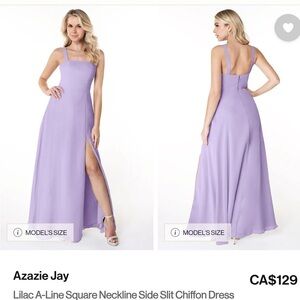 Azazie Lavender Maxi Dress with Square Neckline style Jay